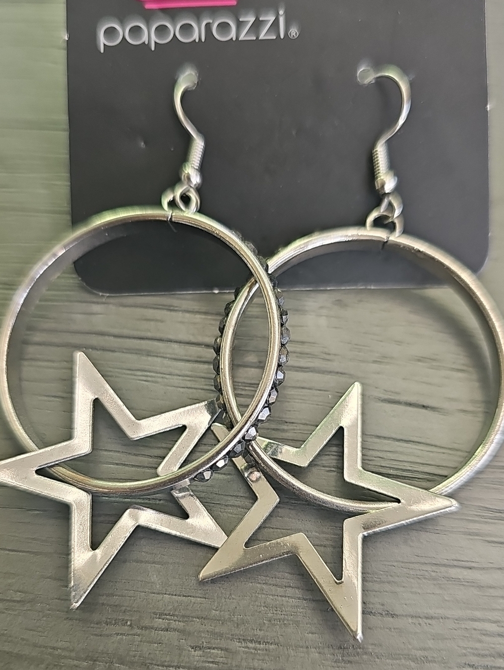 paparazzi Silver Star Hoop Dangle Earrings